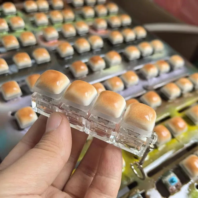 Funny Bread Keycap Stress Relief Clicker Keyring