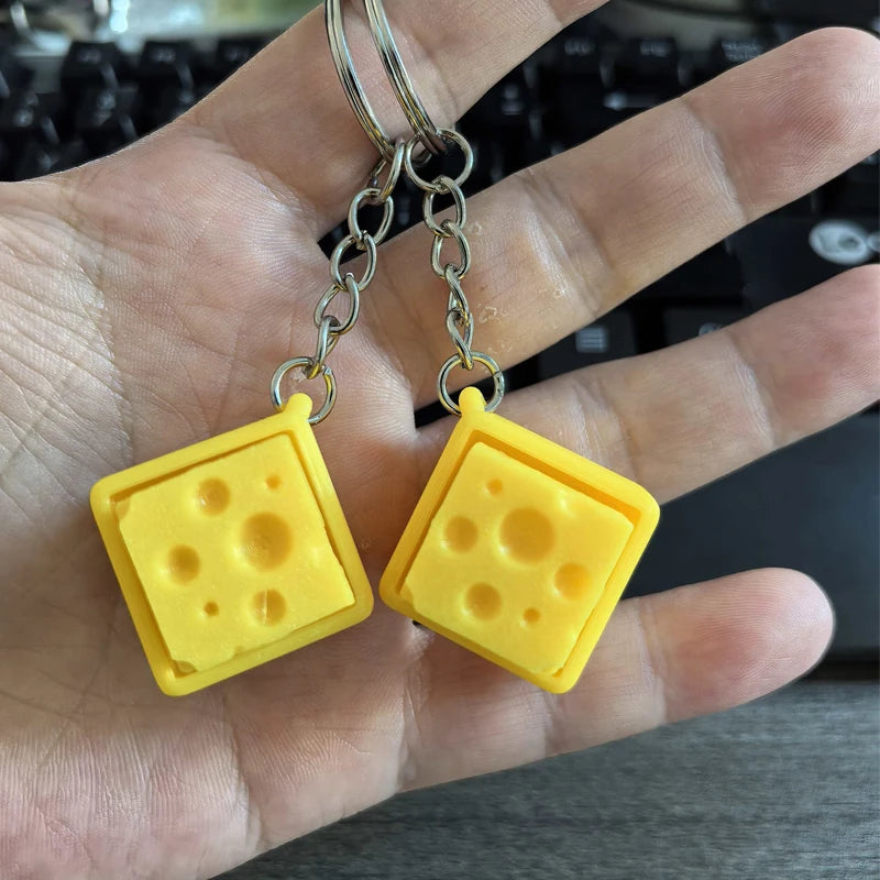 Cheese Keyboard Fidget Keychain Clicker Keyring