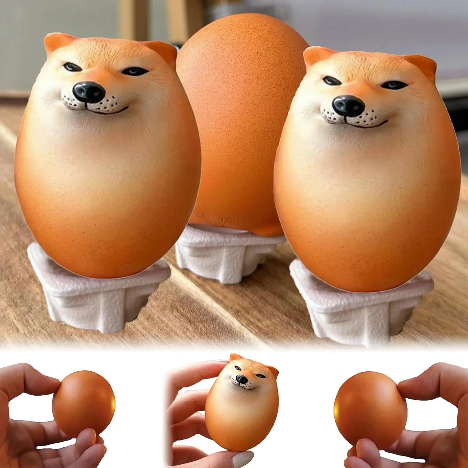 Shibako Dog Egg Squishy Shiba Inu Realistic Egg Shape Desk Decor Fun Dog Vent Creative Gift Ornaments for Home Offices Fun Gifts