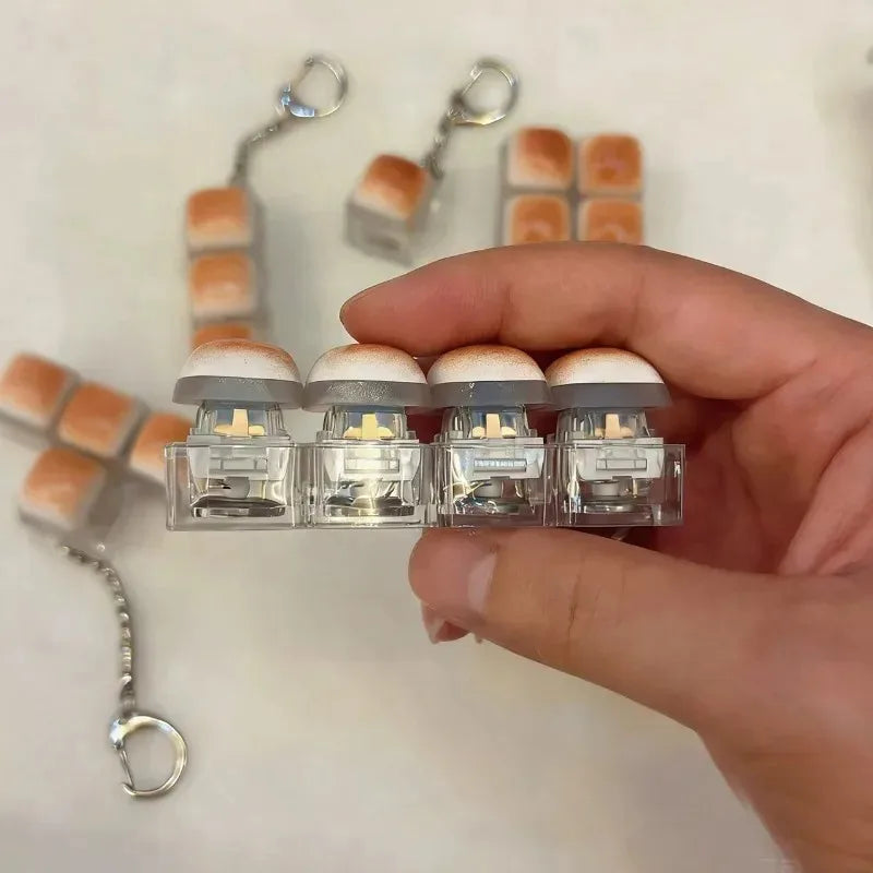 Funny Bread Keycap Stress Relief Clicker Keyring