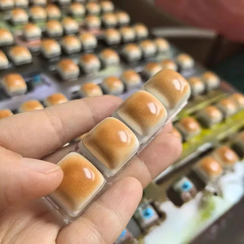 Funny Bread Keycap Stress Relief Clicker Keyring