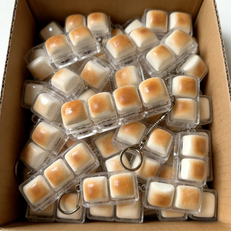 Funny Bread Keycap Stress Relief Clicker Keyring