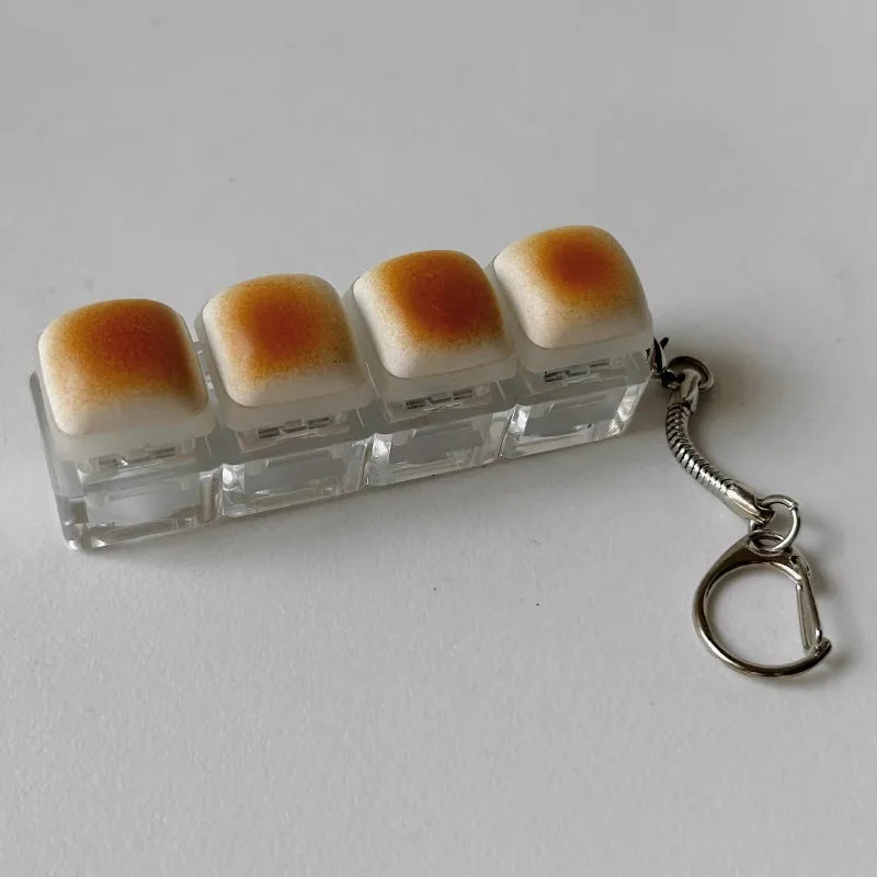 Funny Bread Keycap Stress Relief Clicker Keyring