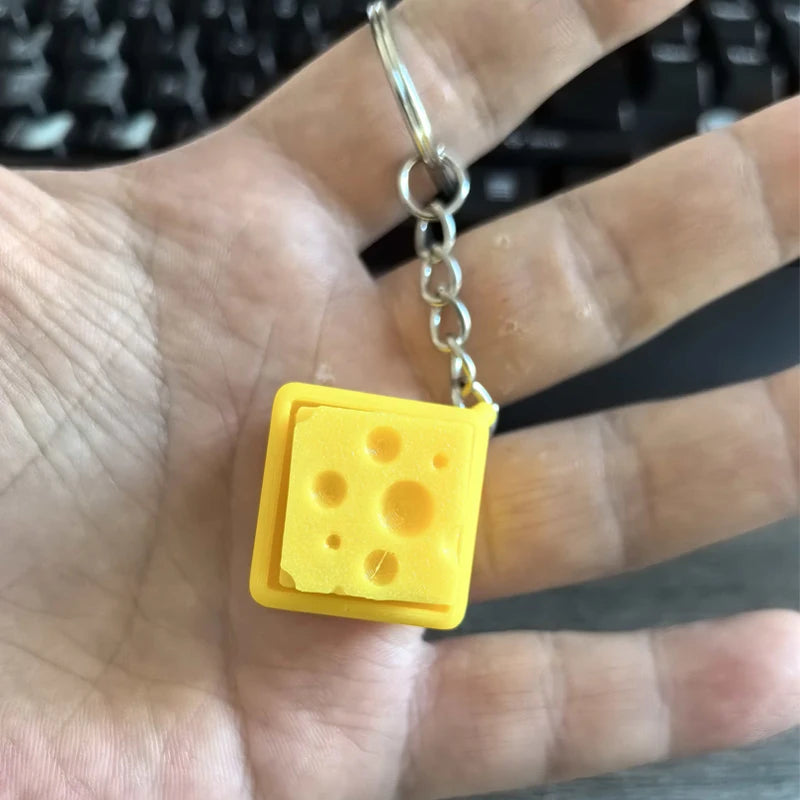 Cheese Keyboard Fidget Keychain Clicker Keyring