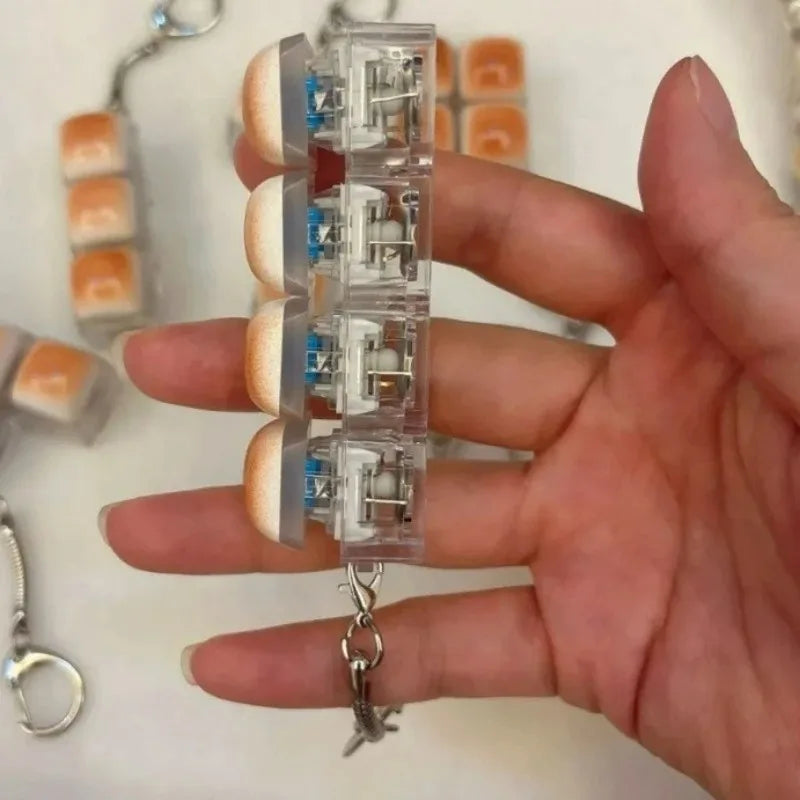 Funny Bread Keycap Stress Relief Clicker Keyring