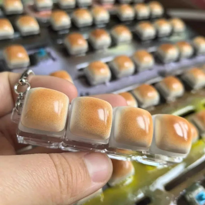 Funny Bread Keycap Stress Relief Clicker Keyring