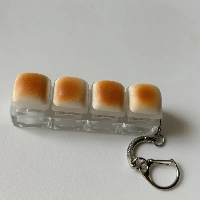 Funny Bread Keycap Stress Relief Clicker Keyring
