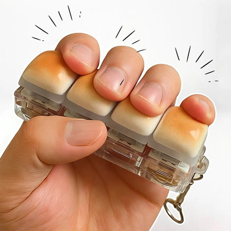 Funny Bread Keycap Stress Relief Clicker Keyring