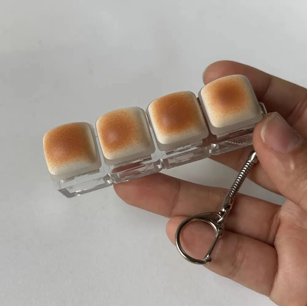 Funny Bread Keycap Stress Relief Clicker Keyring