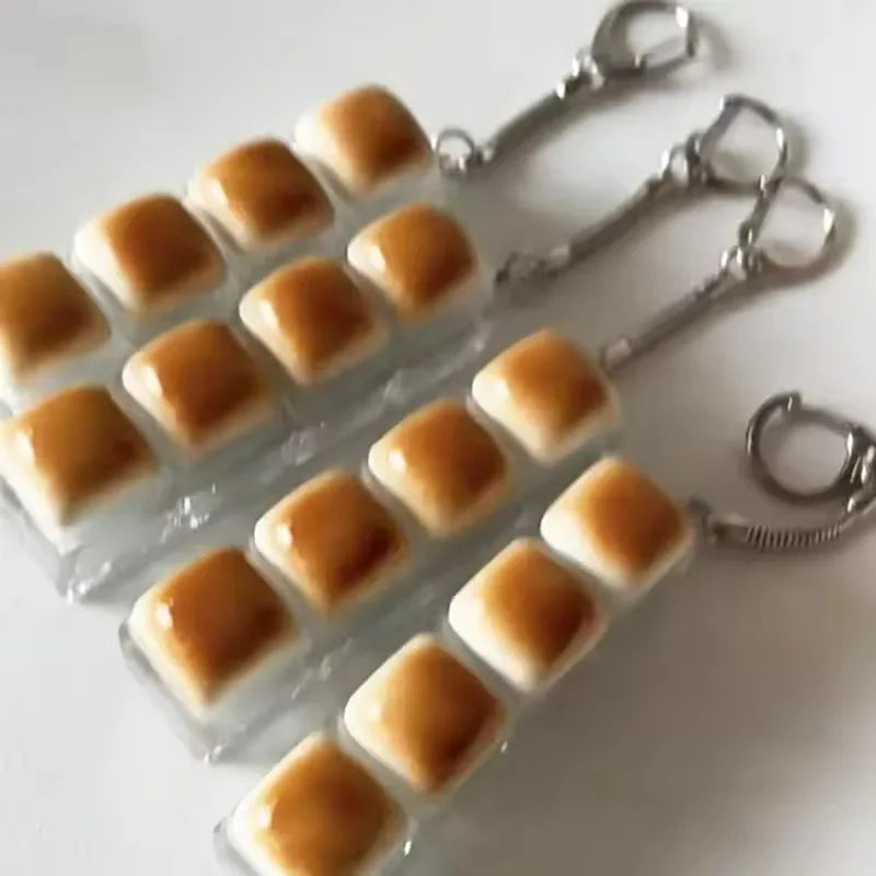 Funny Bread Keycap Stress Relief Clicker Keyring